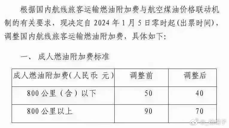 时间定了！国内航线燃油附加费今年首次上调